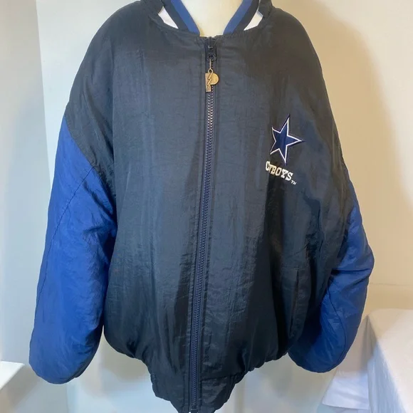Men’s size XXL Cowboys NFL experience Nylon zipper & button jacket vintage - Picture 10 of 15